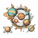 planets orbiting tattoo design idea