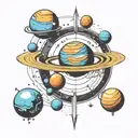 planets orbiting tattoo design idea