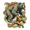 bear fighting a bull   tattoo design idea