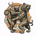 bear fighting a bull   tattoo design idea