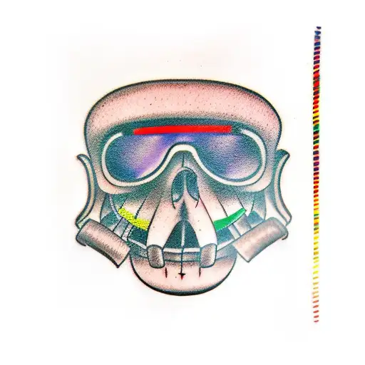 colored samuri mask  tattoo design idea