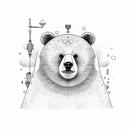 Chubby bear Buddha  waterfall tattoo design idea
