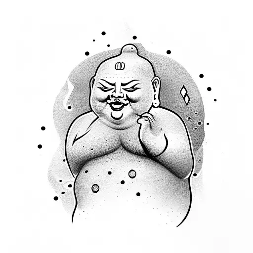 Chubby Buddha with waterfall tattoo design idea