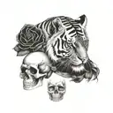 skull and tiger tattoo design idea