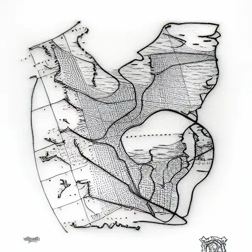 Outline of michigan's great lakes as circuit board tattoo design idea