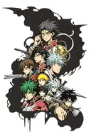 Collage from anime code geass, dragonball, attack on titan, one piece, ghost in the shell, gintama tattoo design idea