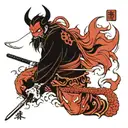 devil ronin samurai tattoo design idea