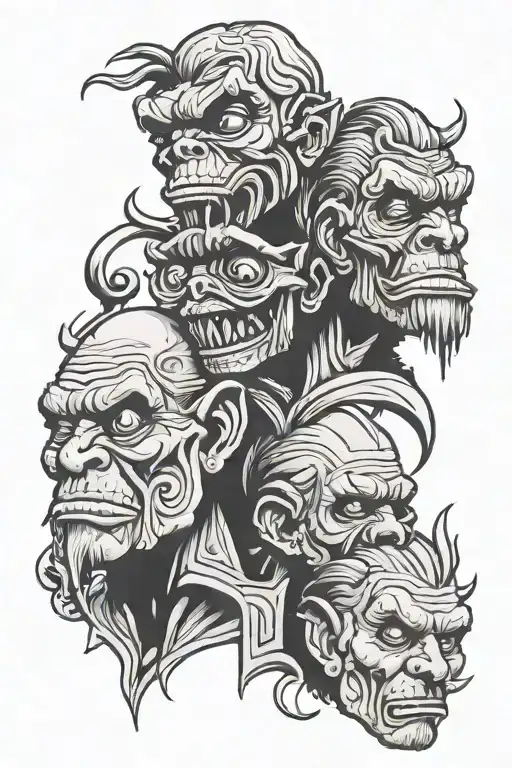 see no evil speak no evil tattoo design idea