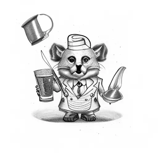 waiter in painter's suit tattoo design idea