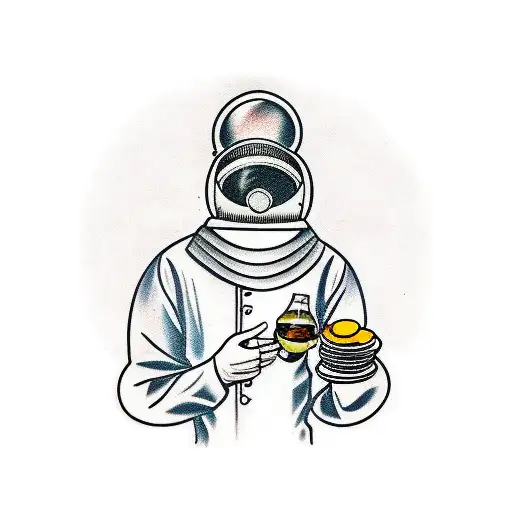waiter in a chemical protection suit tattoo design idea