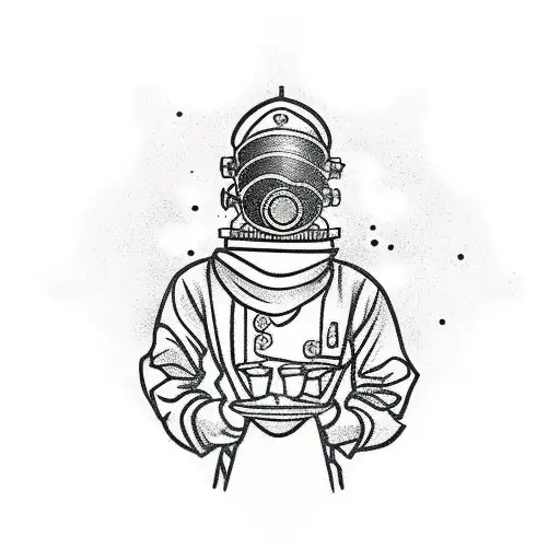 waiter in a chemical protection suit tattoo design idea
