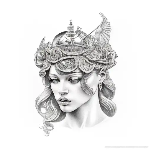 nude lady justice  tattoo design idea