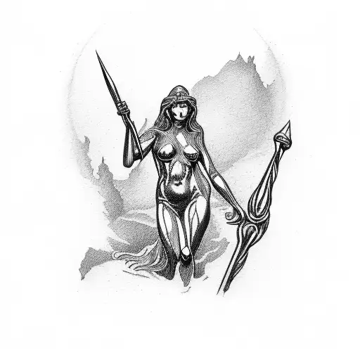 nude lady justice  tattoo design idea