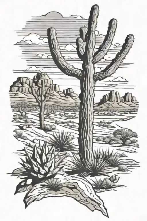 Arizona desert landscape tattoo design idea