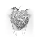 from elbow to wrist, all in black, about being nonchalant, a lover boy, cold heart, loving family tattoo design idea