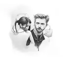 from elbow to wrist, all in black, about being nonchalant, a lover boy, cold heart, loving family tattoo design idea