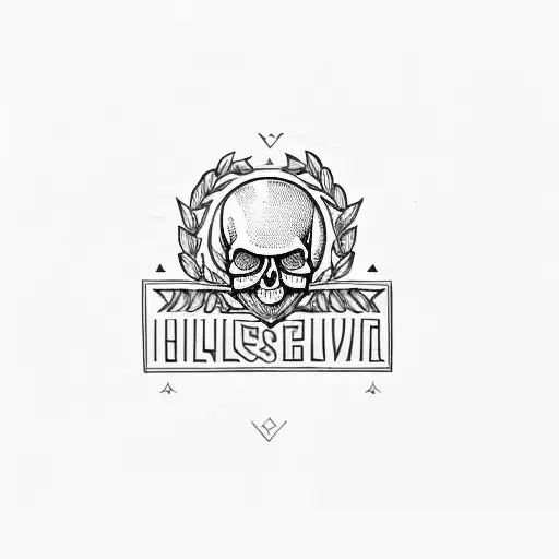 a skull with a laurel wreath tattoo design idea
