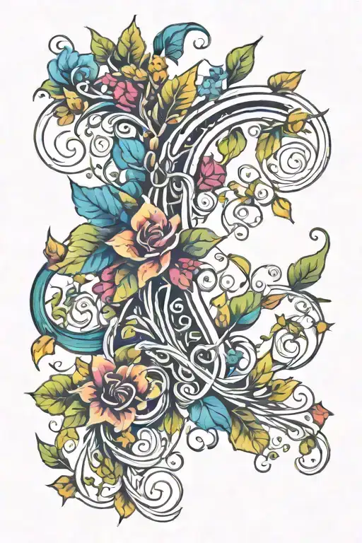 rainbow and vines wrapped tattoo design idea