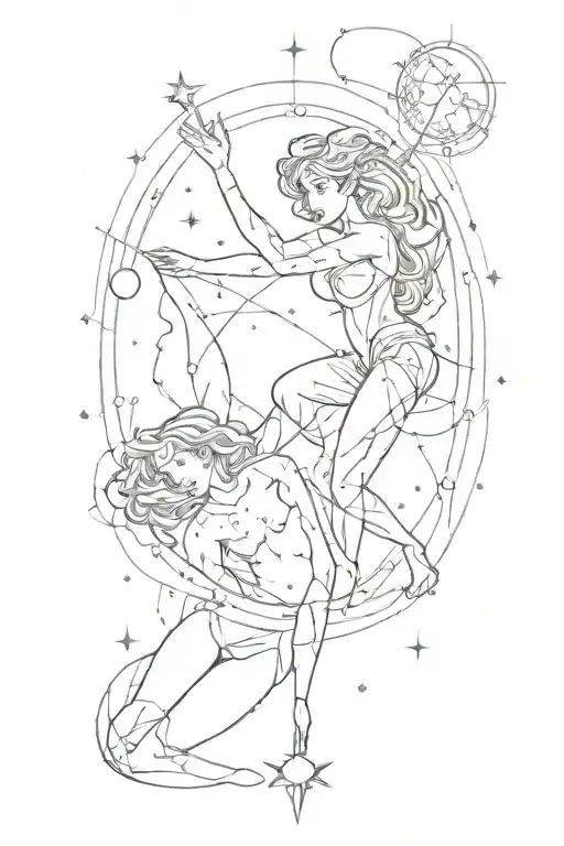 aquarius and cancer constellation tattoo design idea