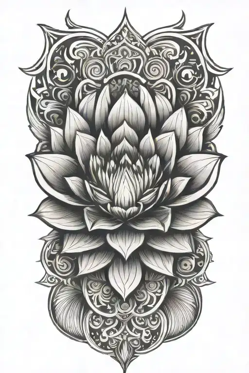 Ornament and lotus  tattoo design idea
