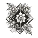 A tattoo design combining elements of nature and sacred geometry, with a focus on personal growth and self-discovery tattoo design idea