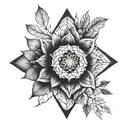 A tattoo design combining elements of nature and sacred geometry, with a focus on personal growth and self-discovery tattoo design idea
