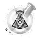 A magical potion bottle with elements from favorite films and games tattoo design idea