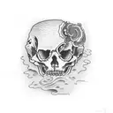 Skelton with mine detector walking tattoo design idea