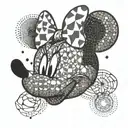 Minnie Mouse outline, Geometric, dots tattoo design idea