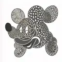 Minnie Mouse outline, Geometric, dots tattoo design idea