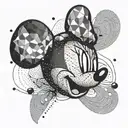 Minnie Mouse outline, Geometric, dots tattoo design idea