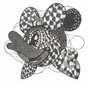 Minnie Mouse outline, Geometric, dots tattoo design idea