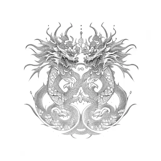 Traditional Japanese dragon in blackwork style tattoo design idea