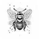 honey bee surround d by edelweiss with honeycomb tattoo design idea