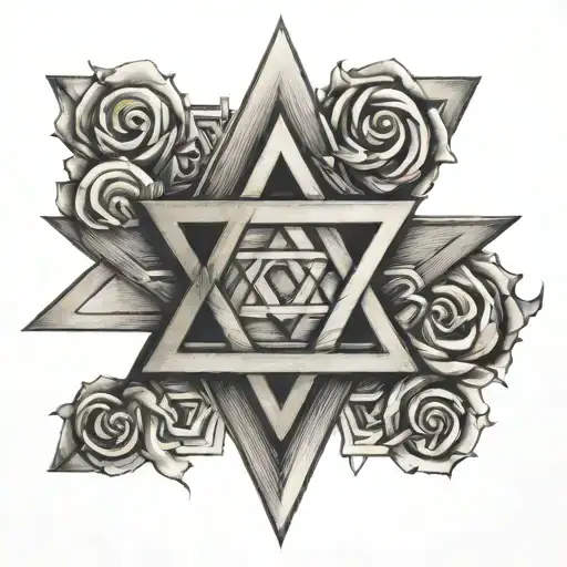 Star of David, inside it the numbers 9, 28, 1, 4, 5, 7 tattoo design idea