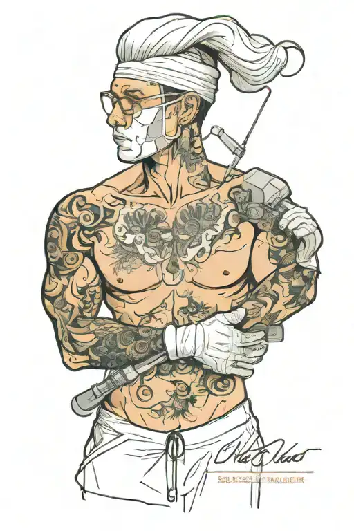 plastic surgeon operating tattoo design idea