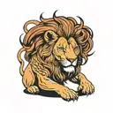 sitting lion looking direct very angry ready to attack tattoo design idea