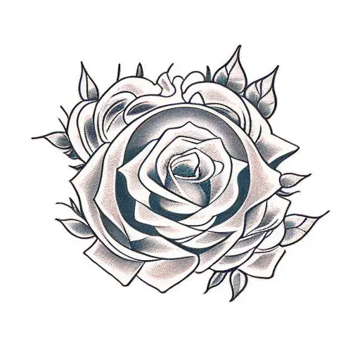 cross with roses and moon.  tattoo design idea