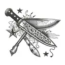 kitchen knife cleaver knife whisk and 3 stars and a sun tattoo design idea