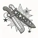 kitchen knife cleaver knife whisk and 3 stars and a sun tattoo design idea