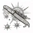 kitchen knife cleaver knife whisk and 3 stars and a sun tattoo design idea