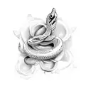 Snake,butterfly,rose tattoo design idea