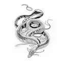 Snake,butterfly,rose tattoo design idea