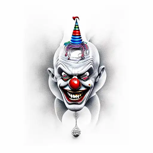 evil crazy clown  tattoo design idea