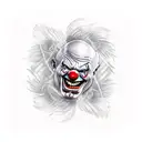 evil crazy clown  tattoo design idea