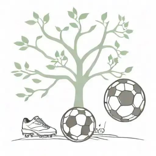 A family tree intertwined with soccer cleats and balls, showcasing the importance of both family and the sport in the client's life tattoo design idea