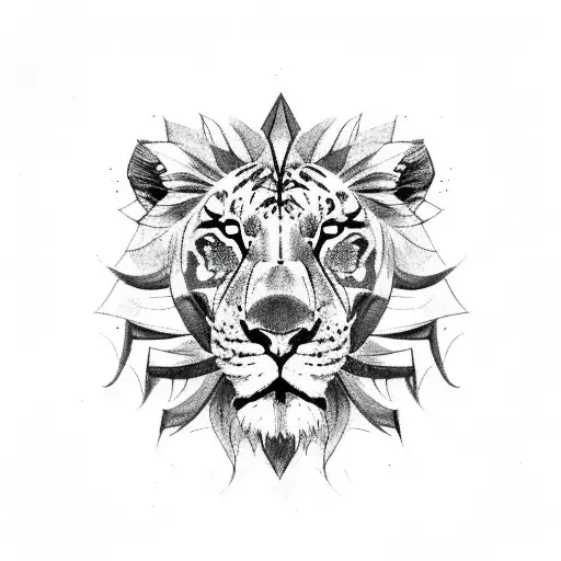half lion half tiger face tattoo design idea
