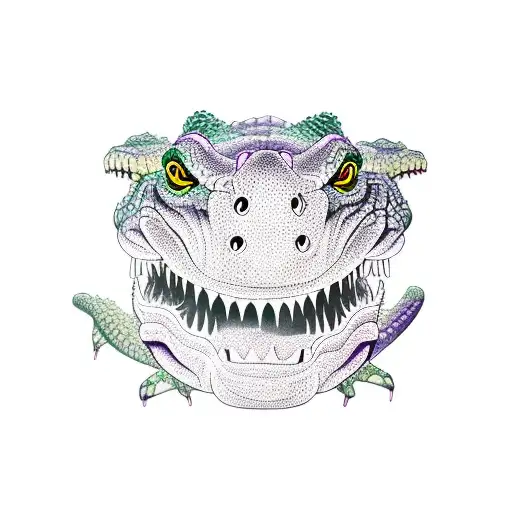 crocodile, lime, purple tattoo design idea