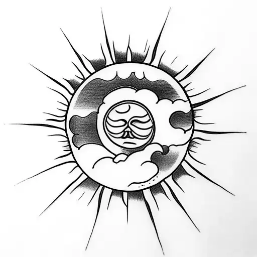 sun clouds tattoo design idea