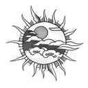 sun clouds tattoo design idea